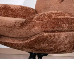 Meuble House Fauteuil de relaxation avec pouf en tissu doux terracotta