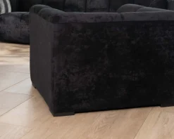 Meuble House Fauteuil design cubique en velours anthracite avec surpiqures