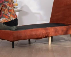 Meuble House Fauteuil design scandinave en tissu terracotta "Folda" convertible en lit d'appoint Clearance