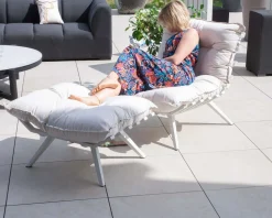 Meuble House Fauteuil d'extérieur blanc avec repose-pieds modulaire structure aluminium blanche "Lisca" Hot
