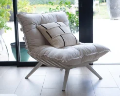 Meuble House Fauteuil d'extérieur blanc avec repose-pieds modulaire structure aluminium blanche