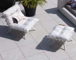 Meuble House Fauteuil d'extérieur blanc avec repose-pieds modulaire structure aluminium blanche