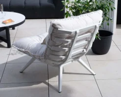 Meuble House Fauteuil d'extérieur blanc avec repose-pieds modulaire structure aluminium blanche