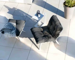 Meuble House Fauteuil d'extérieur grand confort avec repose-pieds modulaire gris foncé et blanc