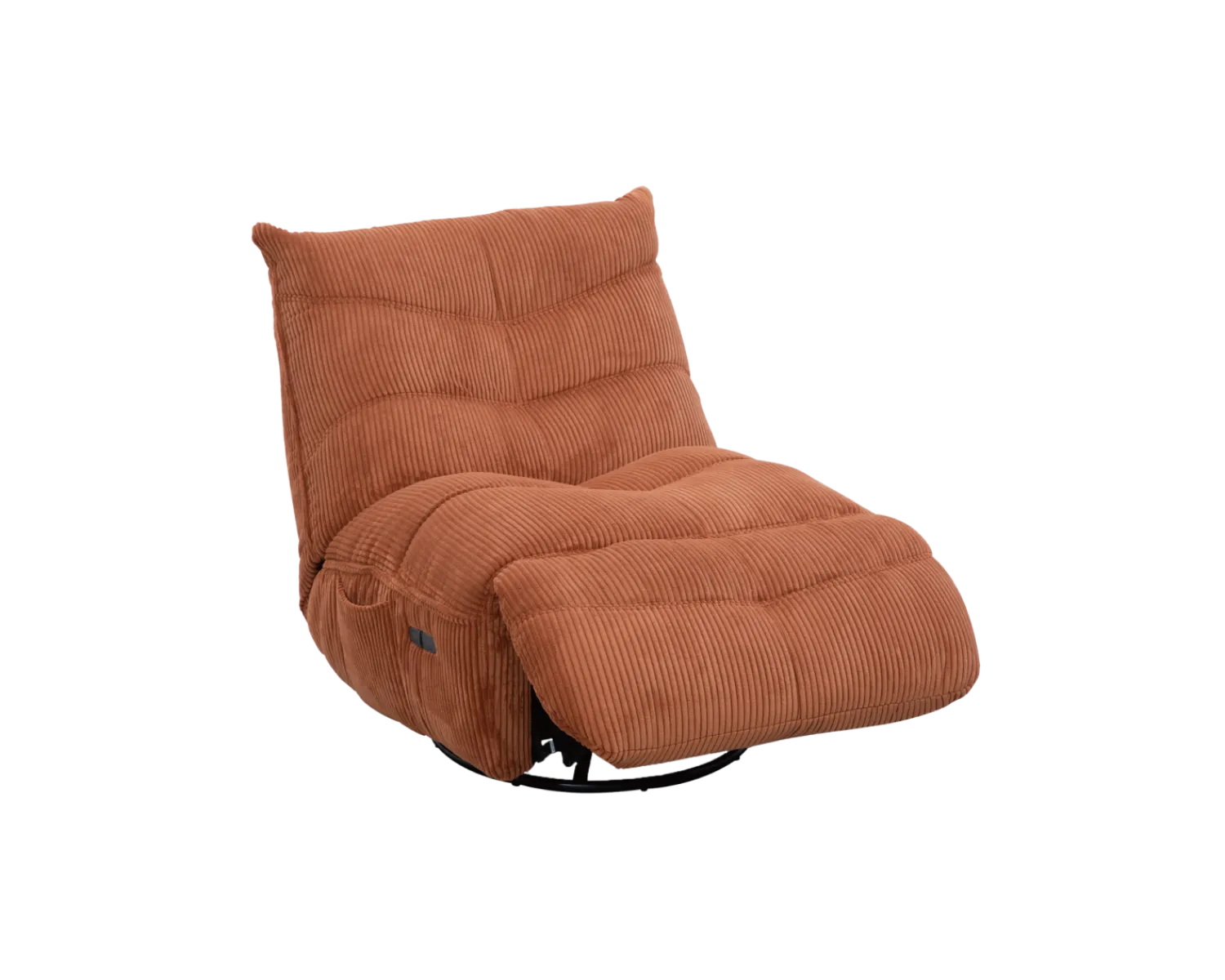 Meuble House Fauteuil enveloppant en velours côtelé terracotta "Cascada" rotatif avec repose-pieds relevable Sale