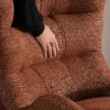 Meuble House Fauteuil enveloppant et pivotant esprit cocooning et rétro "Calista" en tissu bouclette terracotta