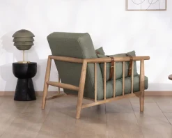 Meuble House Fauteuil esprit ethnique en tissu gaufré kaki 