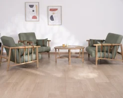Meuble House Fauteuil esprit ethnique en tissu gaufré kaki 
