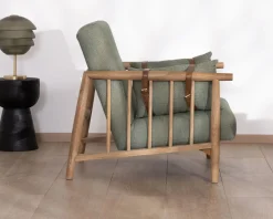 Meuble House Fauteuil esprit ethnique en tissu gaufré kaki 