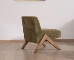 Meuble House Fauteuil esprit vintage en tissu vert kaki clair