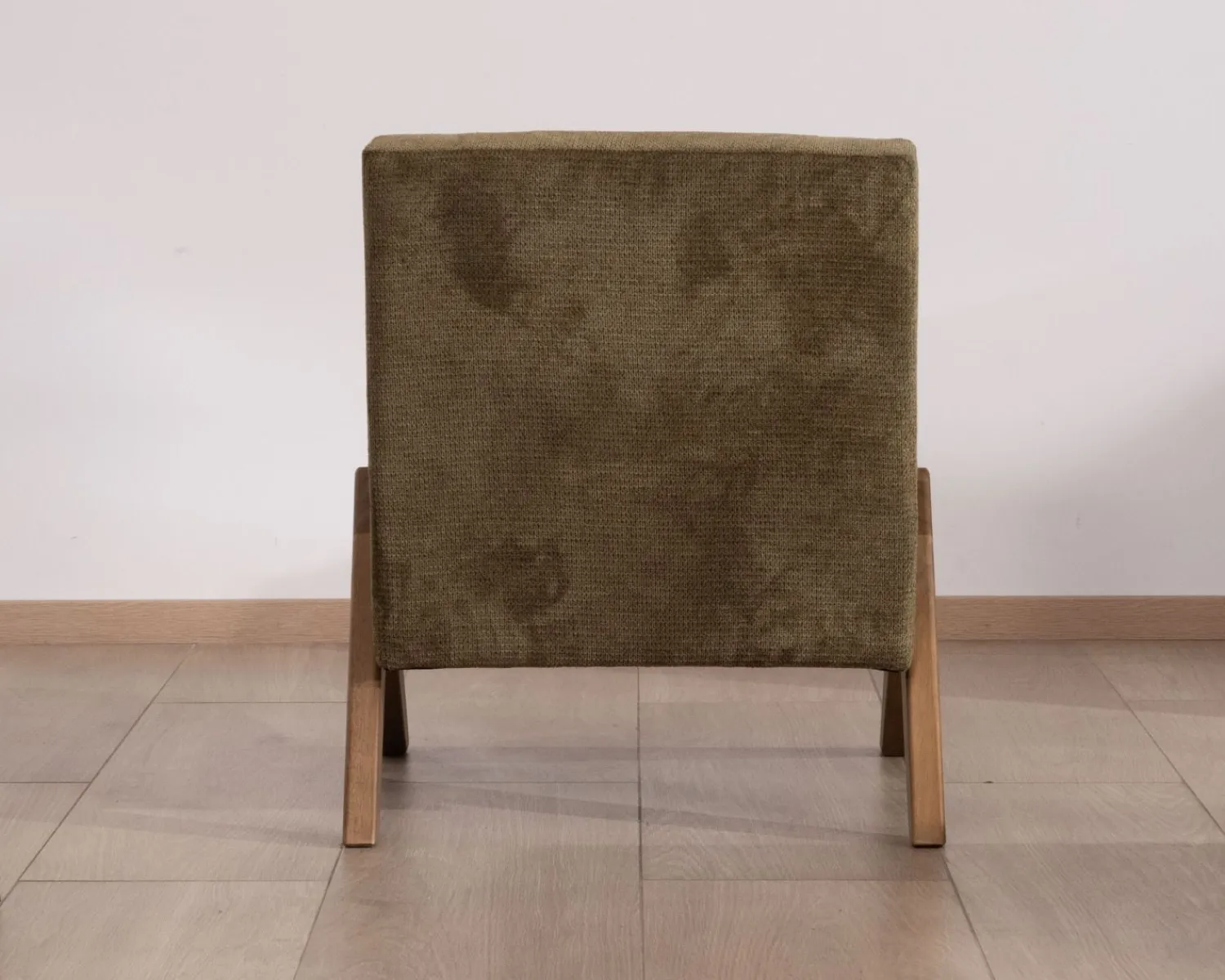 Meuble House Fauteuil esprit vintage en tissu vert kaki clair "Tolga" pieds boomerang en bois Clearance