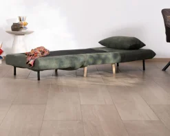Meuble House Fauteuil esprit vintage en tissu vert kaki