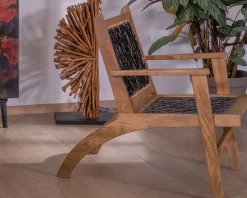 Meuble House Fauteuil ethnique bas en bois de hêtre et cordages "Pop Vintage"