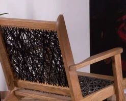 Meuble House Fauteuil ethnique bas en bois de hêtre et cordages 
