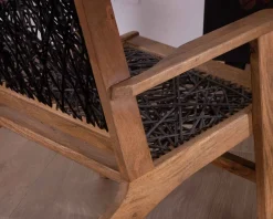 Meuble House Fauteuil ethnique bas en bois de hêtre et cordages 