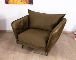 Meuble House Fauteuil kaki tissu ultra doux design vintage