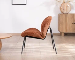 Meuble House Fauteuil lounge design en velours côtelé rouille 