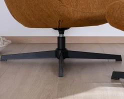 Meuble House Fauteuil pivotant design avec repose-pieds "Calista" en tissu chenillé rouille esprit vintage Discount