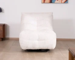 Meuble House Fauteuil pivotant et inclinable en velours côtelé écru 
