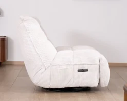 Meuble House Fauteuil pivotant et inclinable en velours côtelé écru 