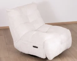 Meuble House Fauteuil pivotant et inclinable en velours côtelé écru 