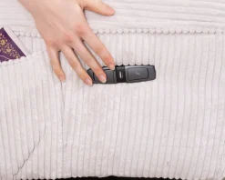 Meuble House Fauteuil pivotant et inclinable en velours côtelé écru 