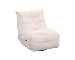 Meuble House Fauteuil pivotant et inclinable en velours côtelé écru 
