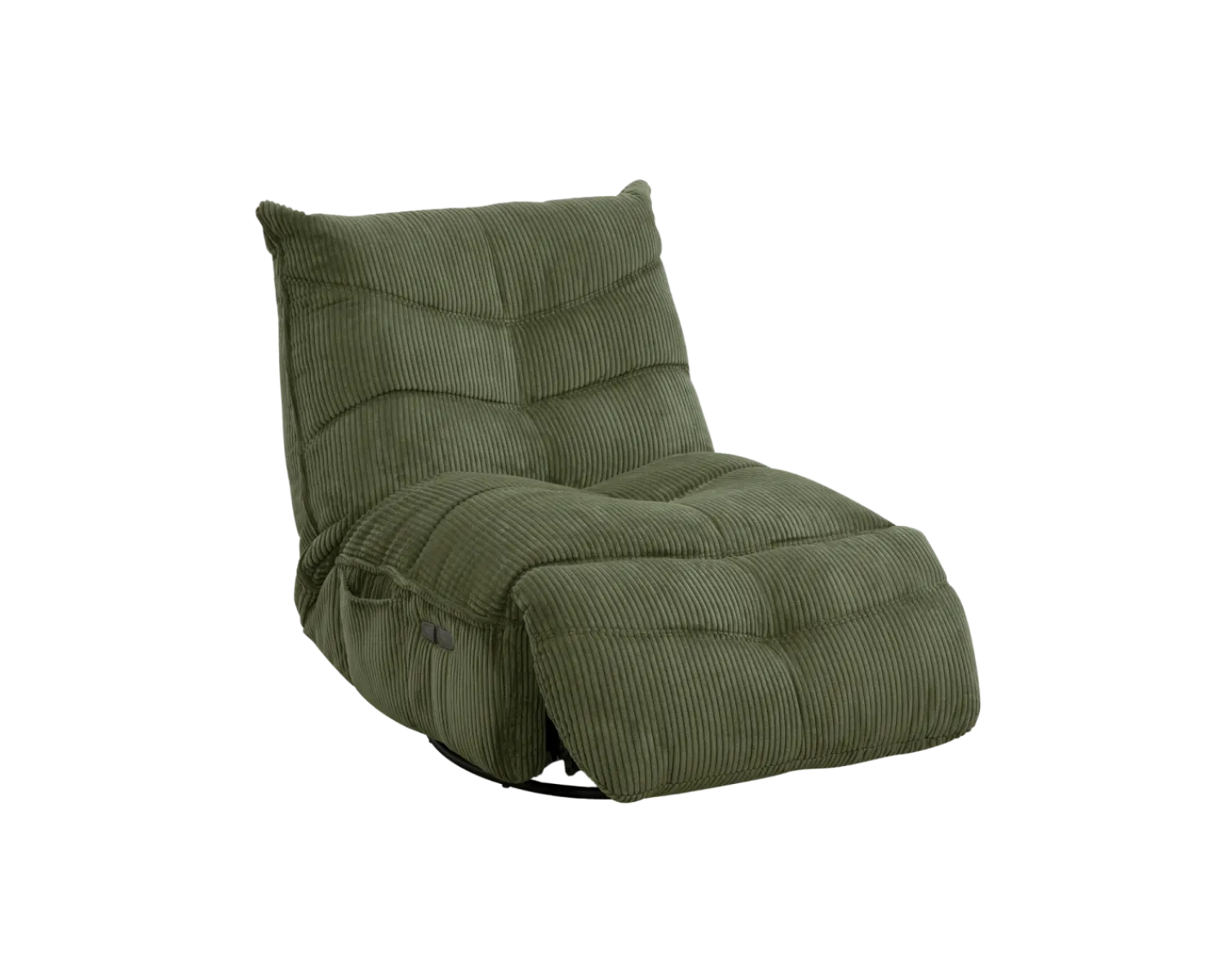 Meuble House Fauteuil relax esprit cosy en velours côtelé vert "Cascada" avec inclinaison électrique Hot