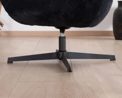 Meuble House Fauteuil relax tournant 360° en velours côtelé noir "Bissett" Clearance