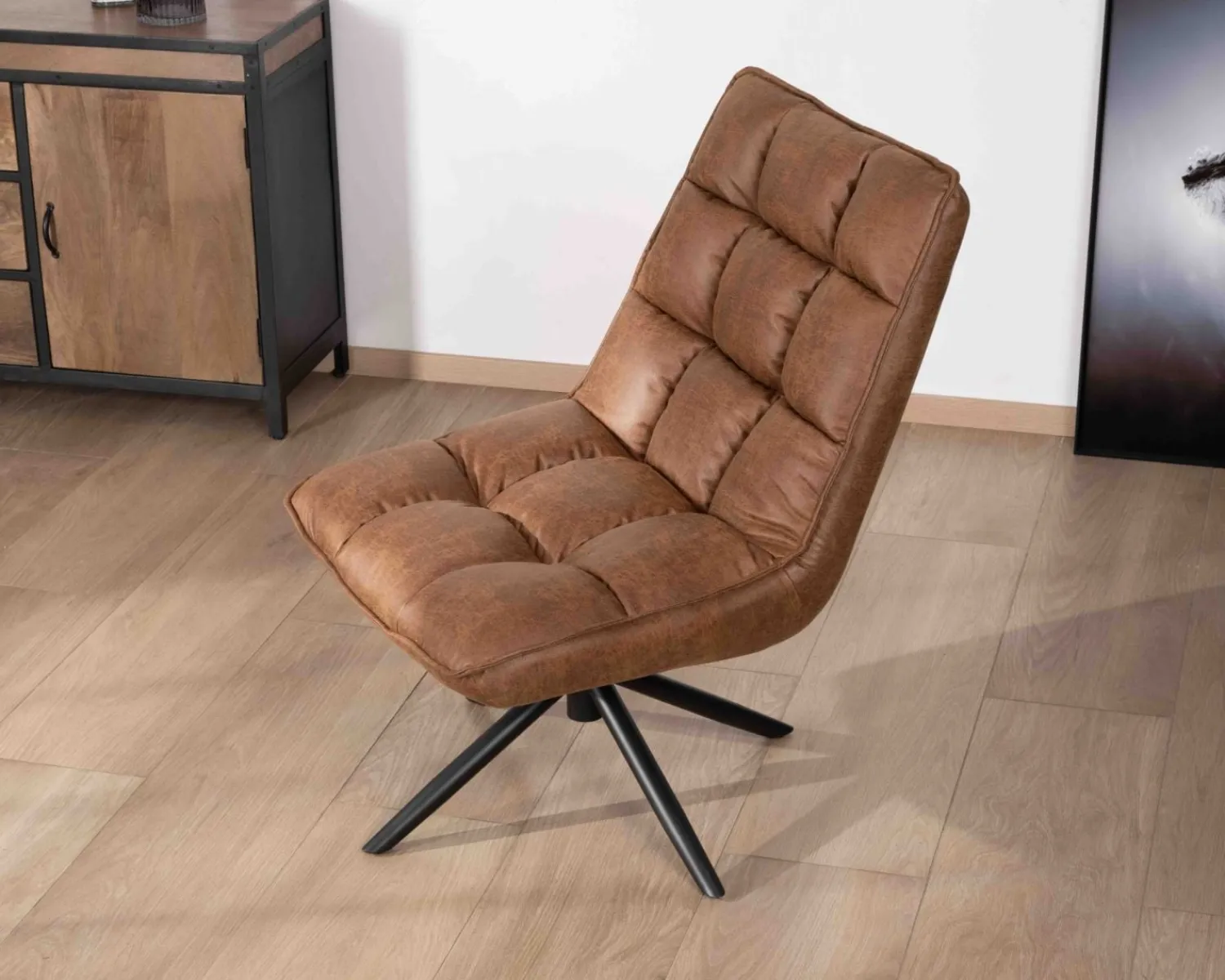 Meuble House Fauteuil relax ultra-confort avec pied rotatif "Grundy" en tissu microfibre havane Hot