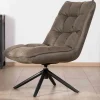 Meuble House Fauteuil relax ultra-confort avec pied rotatif "Grundy" en tissu microfibre vert kaki Outlet