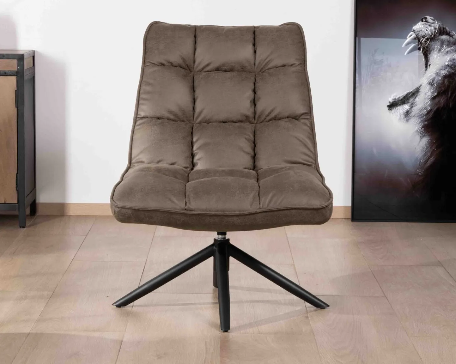 Meuble House Fauteuil relax ultra-confort avec pied rotatif "Grundy" en tissu microfibre vert kaki Outlet