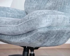 Meuble House Fauteuil rotatif enveloppant avec repose-pieds "Branson" en tissu bleu glacier Sale