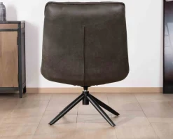 Meuble House Fauteuil rotatif ultra-confort en tissu microfibre gris foncé "Grundy" New