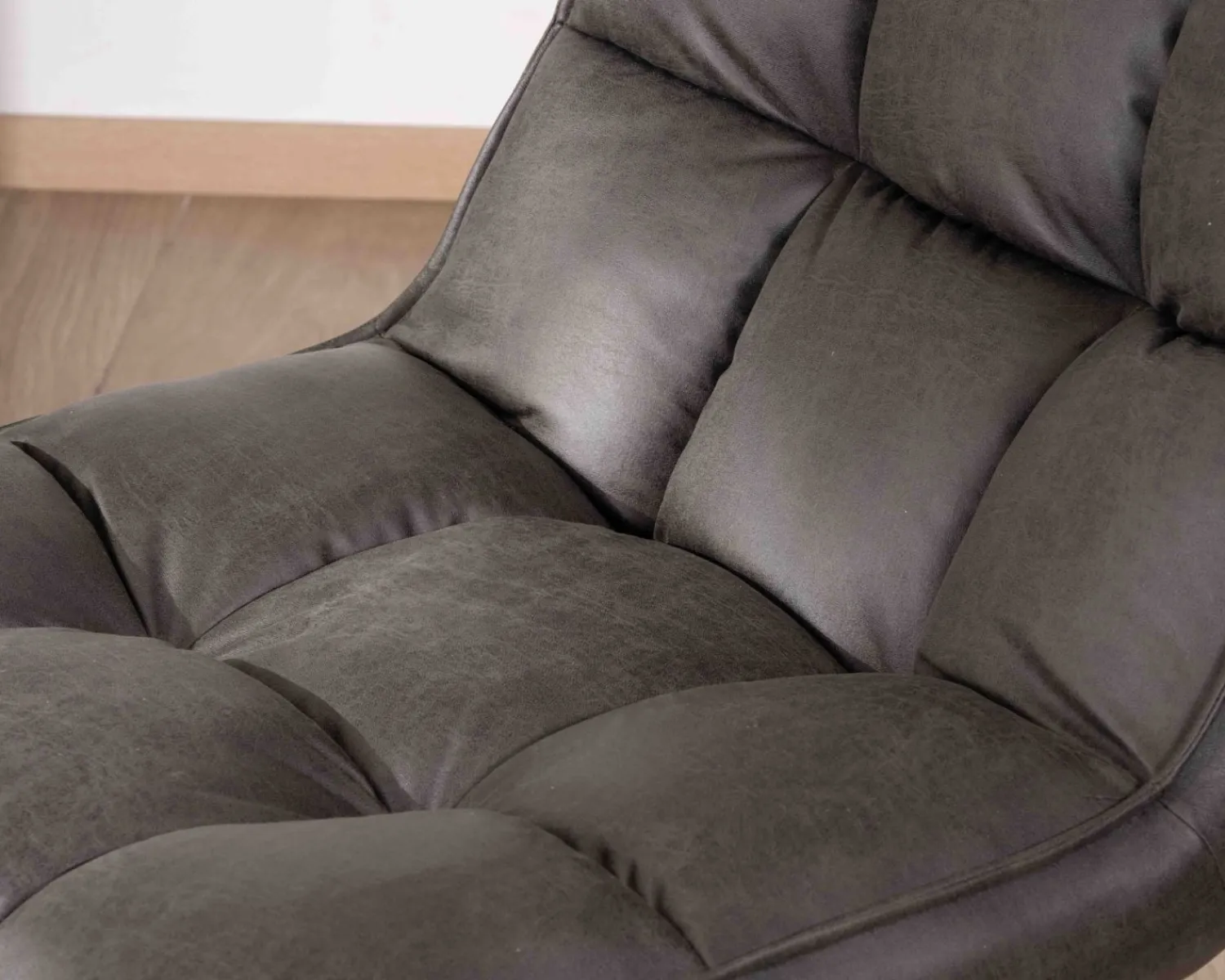 Meuble House Fauteuil rotatif ultra-confort en tissu microfibre gris foncé "Grundy" New