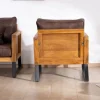 Meuble House Fauteuil style club en teck et tissu aspect cuir "Roster" Online