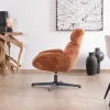 Meuble House Fauteuil tournant 360° en velours côtelé terracotta "Bissett" Outlet