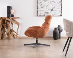Meuble House Fauteuil tournant 360° en velours côtelé terracotta "Bissett" Outlet