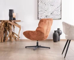 Meuble House Fauteuil tournant 360° en velours côtelé terracotta