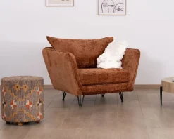 Meuble House Fauteuil ultra confort en tissu terracotta "Hasting" style vintage cosy