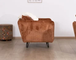 Meuble House Fauteuil ultra confort en tissu terracotta "Hasting" style vintage cosy