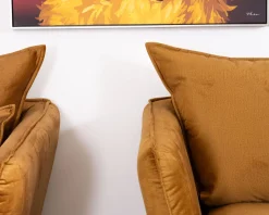 Meuble House Fauteuil vintage ocre en tissu et métal ultra confort "Hasting" Online
