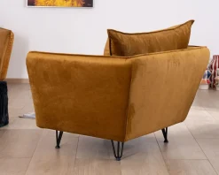 Meuble House Fauteuil vintage ocre en tissu et métal ultra confort