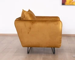 Meuble House Fauteuil vintage ocre en tissu et métal ultra confort