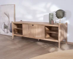 Meuble House Grand banc TV en manguier esprit japandi 