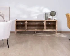 Meuble House Grand banc TV en manguier esprit japandi 