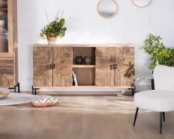 Meuble House Grand buffet bas acacia massif 175cm style ethnique