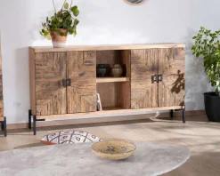Meuble House Grand buffet bas acacia massif 175cm style ethnique