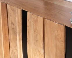 Meuble House Grand buffet design 190cm en bois massif d’acacia et métal noir "Zen Black" Online
