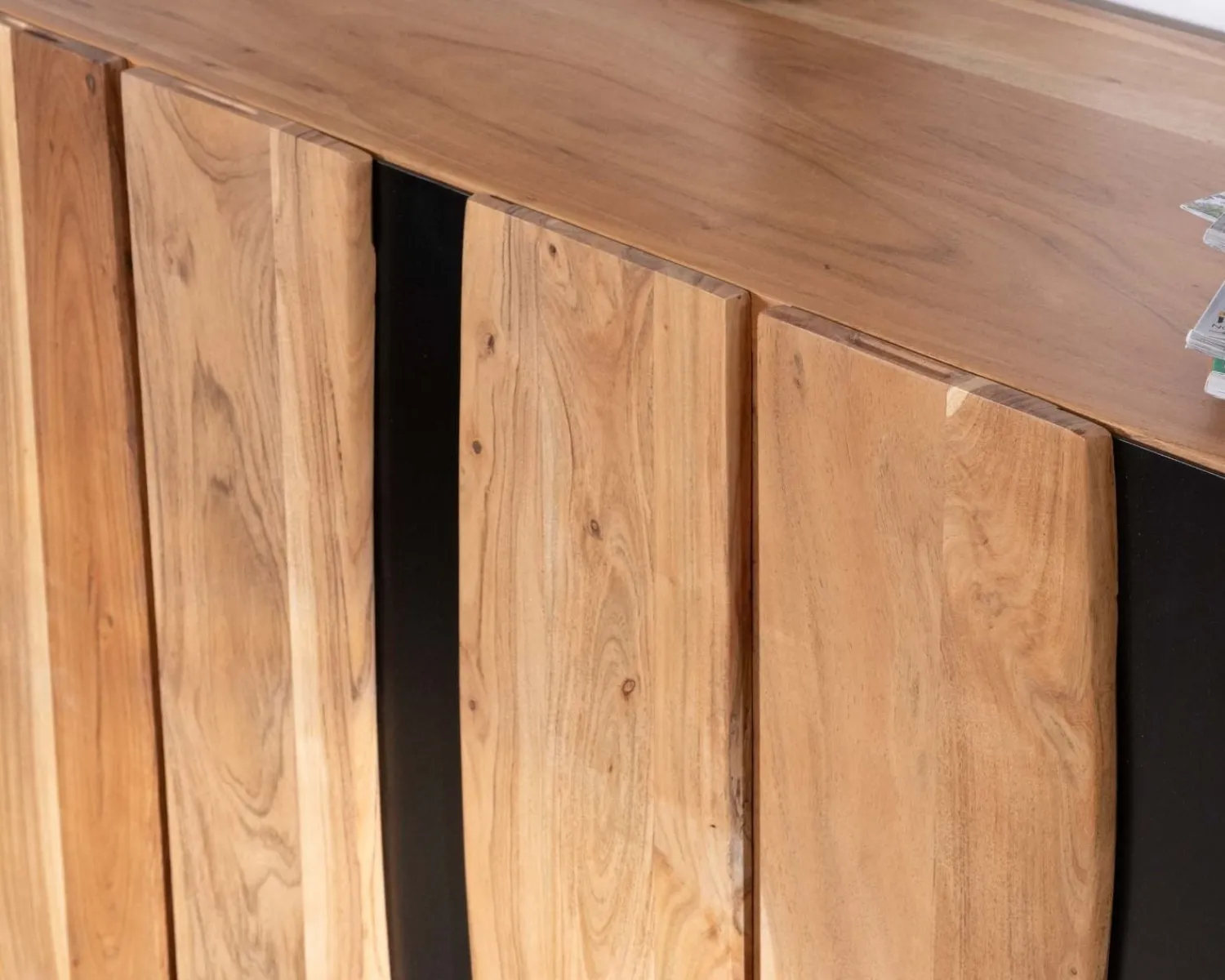Meuble House Grand buffet design 190cm en bois massif d’acacia et métal noir "Zen Black" Online
